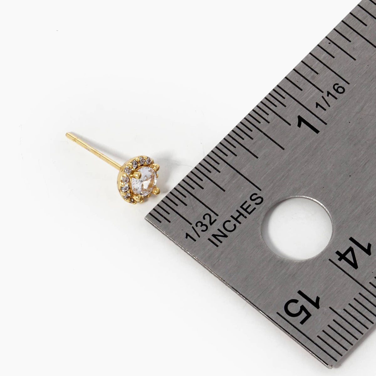Gold Plated Halo Pave Stud Earrings