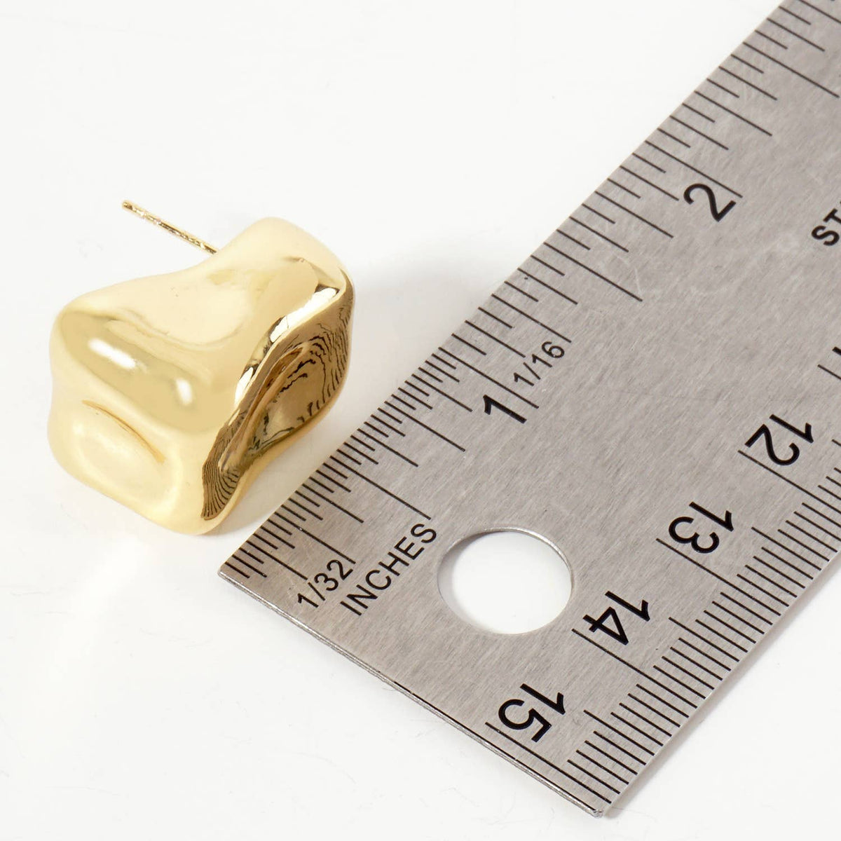Polished Hand-Molded Organic Square-Shaped Stud Earrings