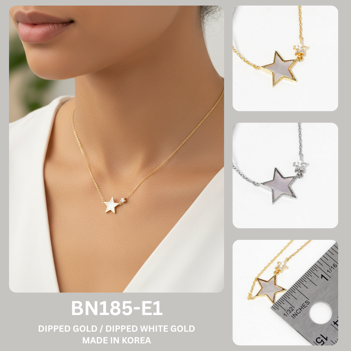 Celestial Mother of Pearl Star Pendant Necklace