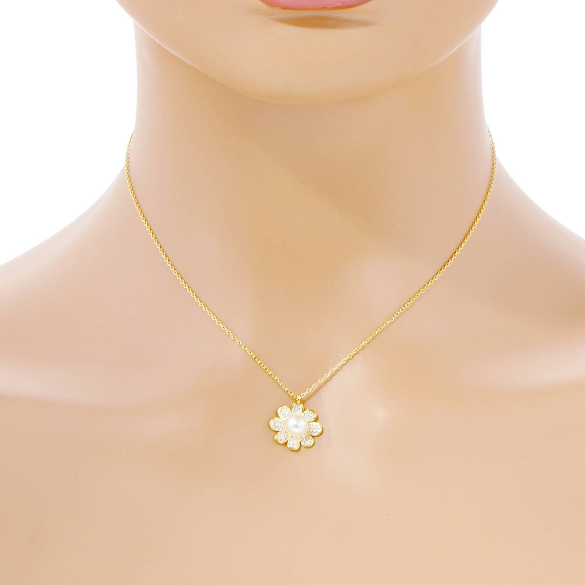 Gold Plated Freshwater Pearl Sunflower Necklace