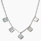 5-Clover Charm Paperclip Link Station Necklace