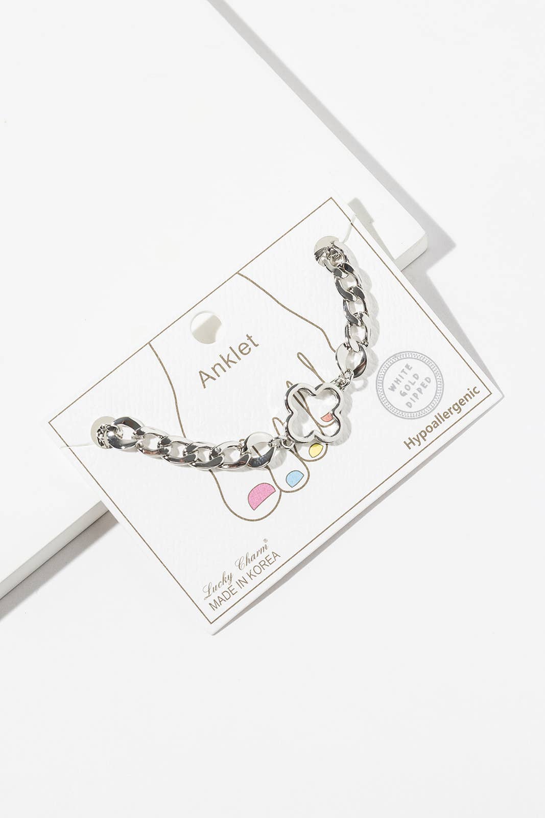 Lucky Clover Open Motif Chunky Link Anklet