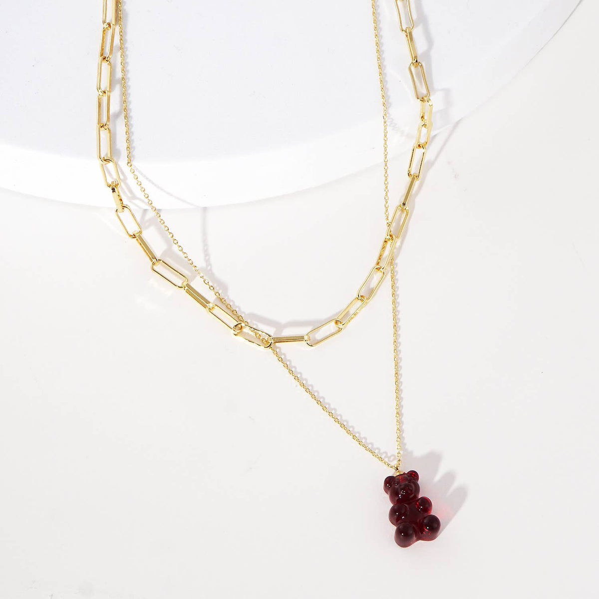 Multicolor Beaded Gummy Bear 2 Layered Necklace
