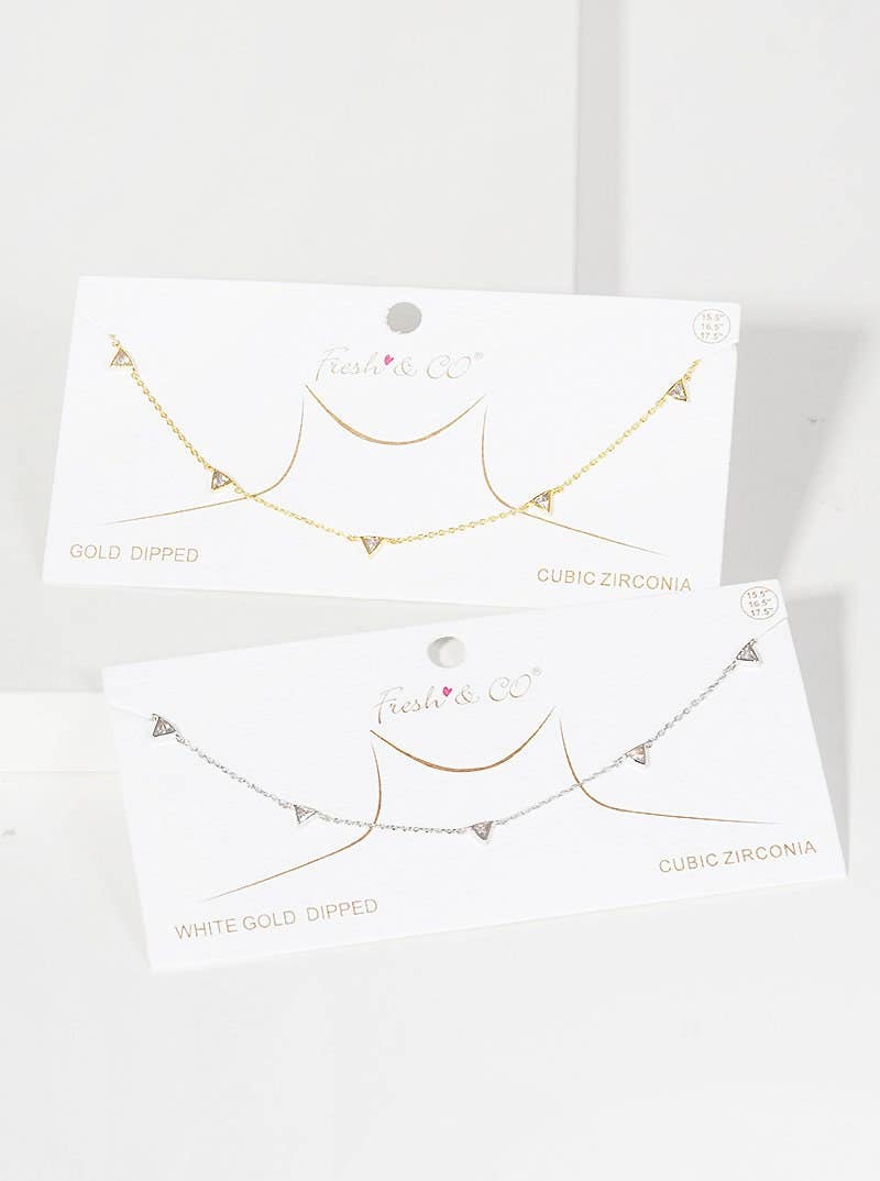 Gold 5 Triangle Station Necklace