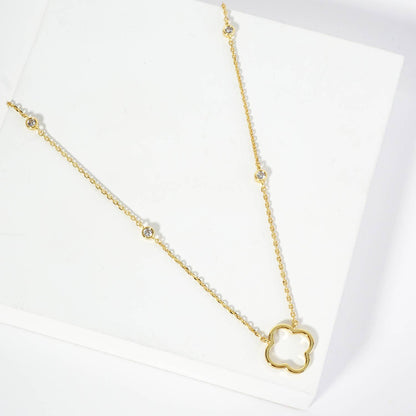 18K Gold Dipped Quatrefoil Cutout Pendant Necklace