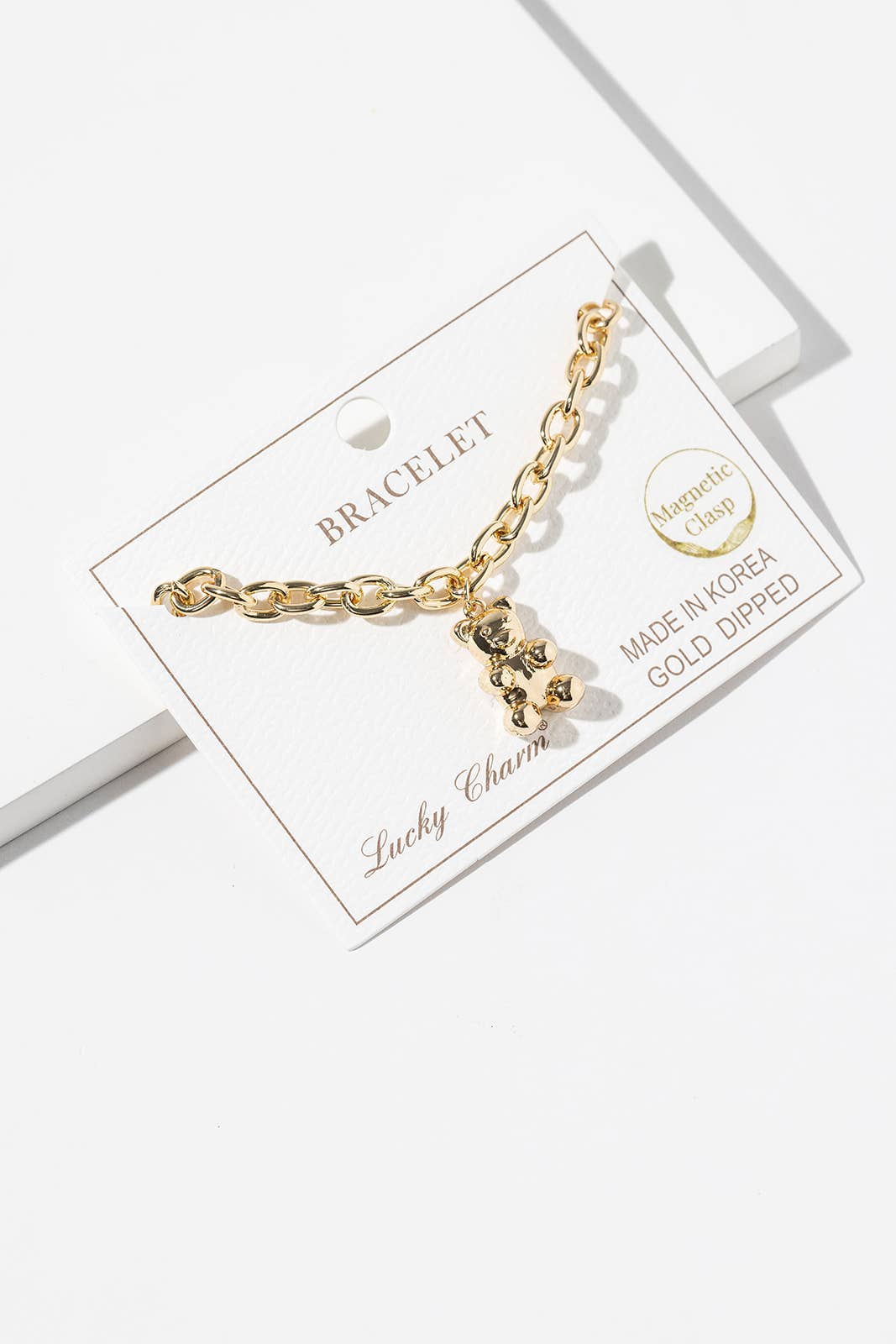 Magnetic Clasp Teddy Bear Link Chain Charm Bracelet