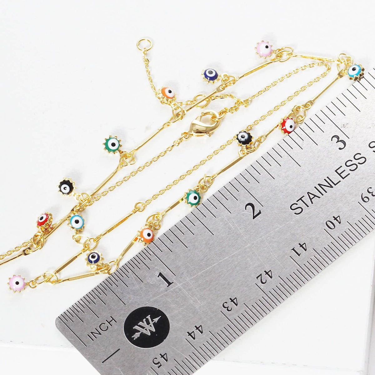 Gold Evil Eye Charm Multicolor Necklace