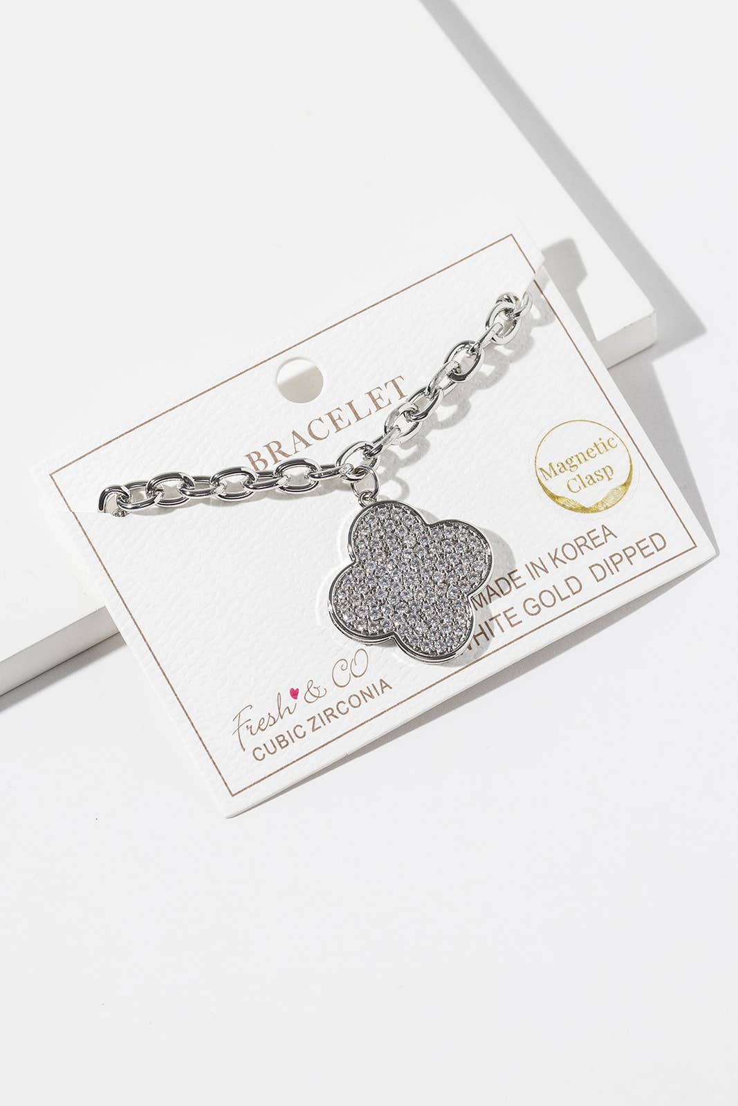 Pavé Cubic Zirconia Clover Bracelet