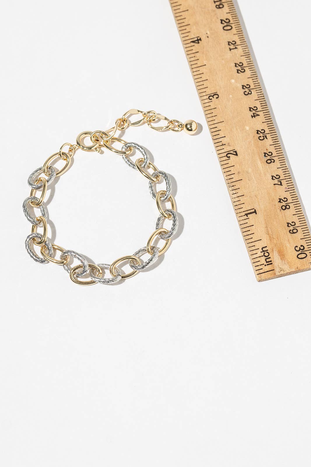 Two-Tone Twisted Oval Link Chain Bracelet