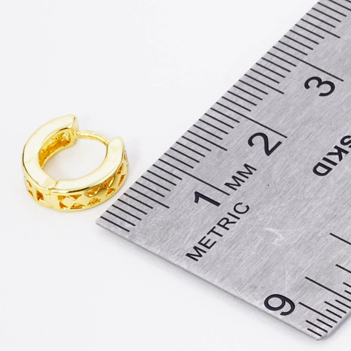 18K Gold Dipped Triangle Cutout 11mm Brass Huggie Hoop