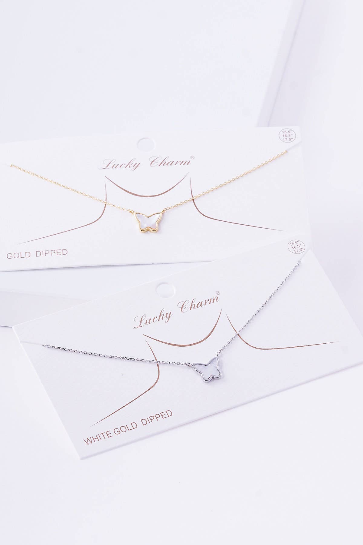 White Shelled Butterfly Pendant Necklace