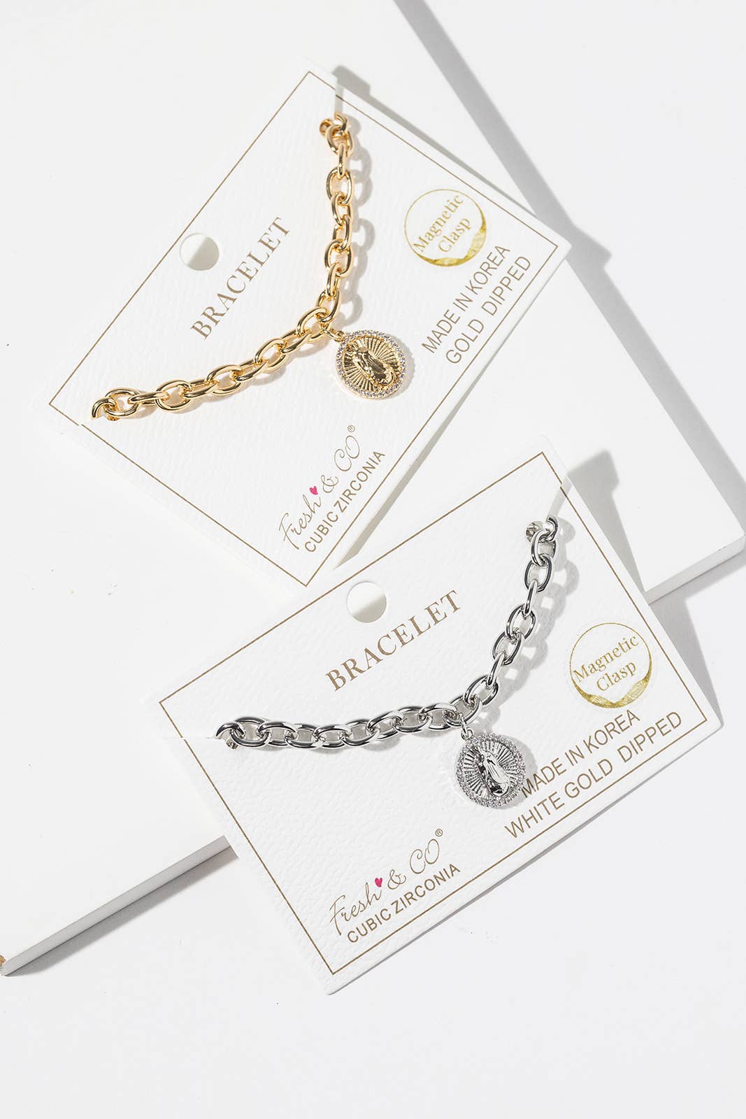 Virgin Mary Cubic Zirconia Chain Bracelet.
