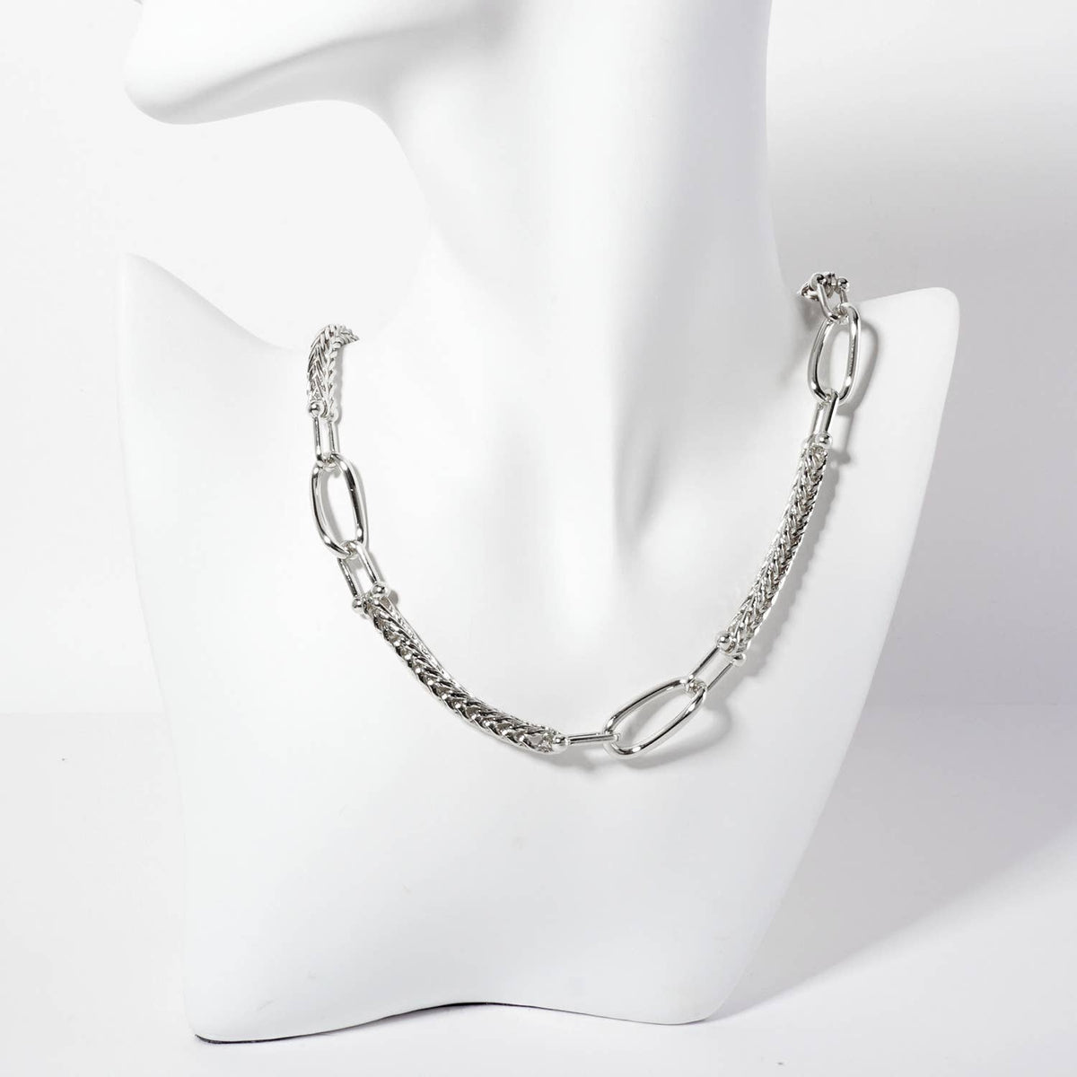 Interlocking Oval and HardWear Links Wheat-Chain Necklace