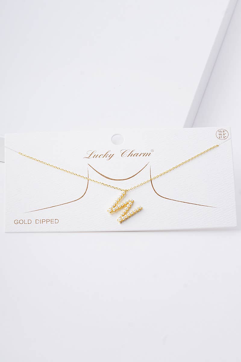 Gold Plated Pearl Initial Necklace