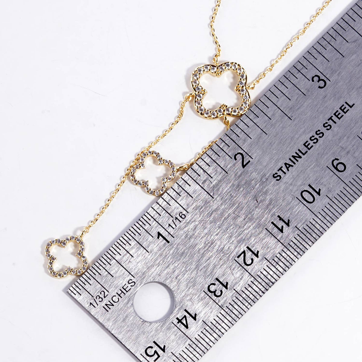 Minimalist Pave Clover Y-Necklace