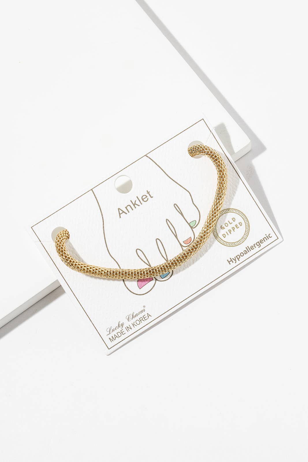 High-Polish Mesh Chain Anklet - Gold & Silver Dipped