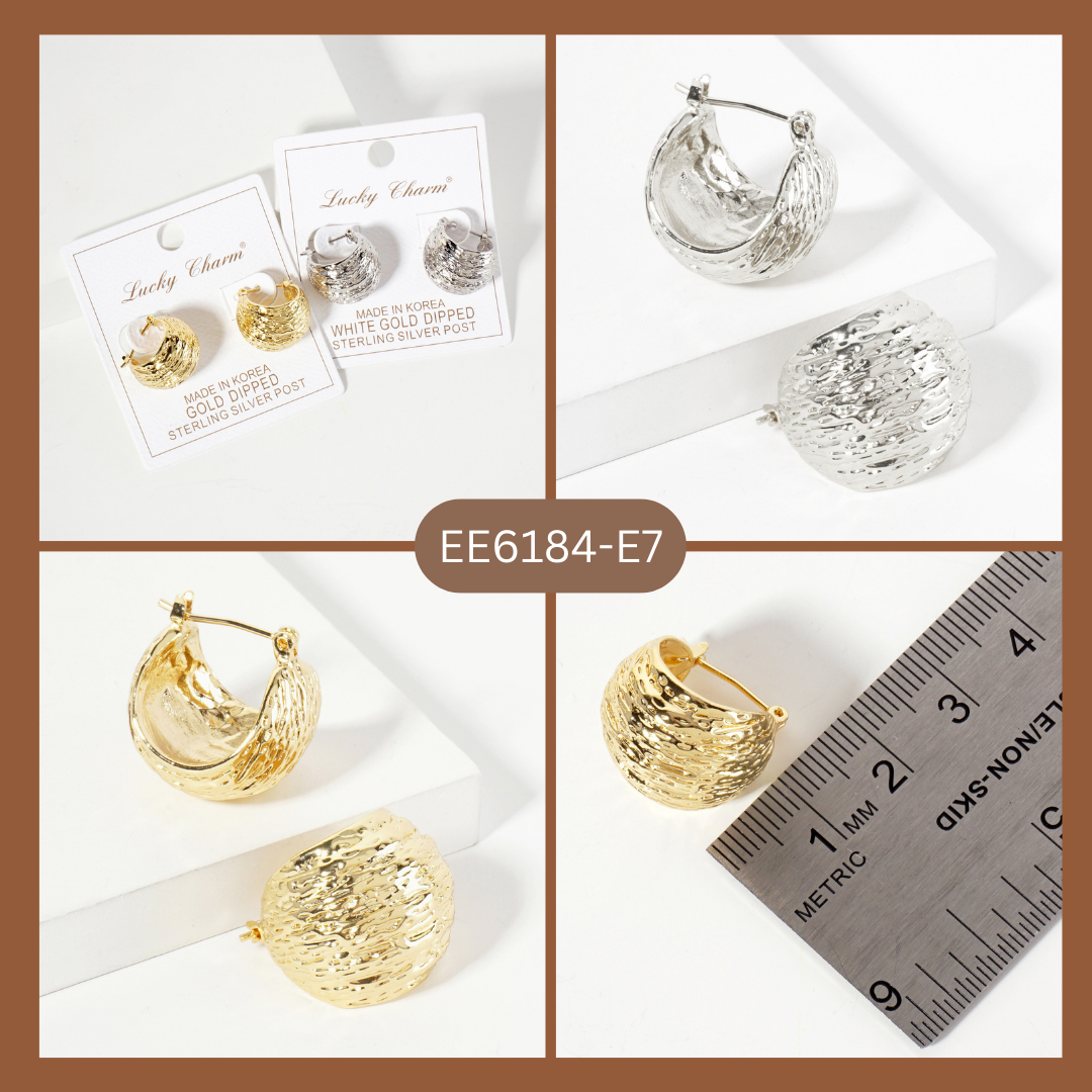 Textured 18mm Sphere Brass Hoop Earrings