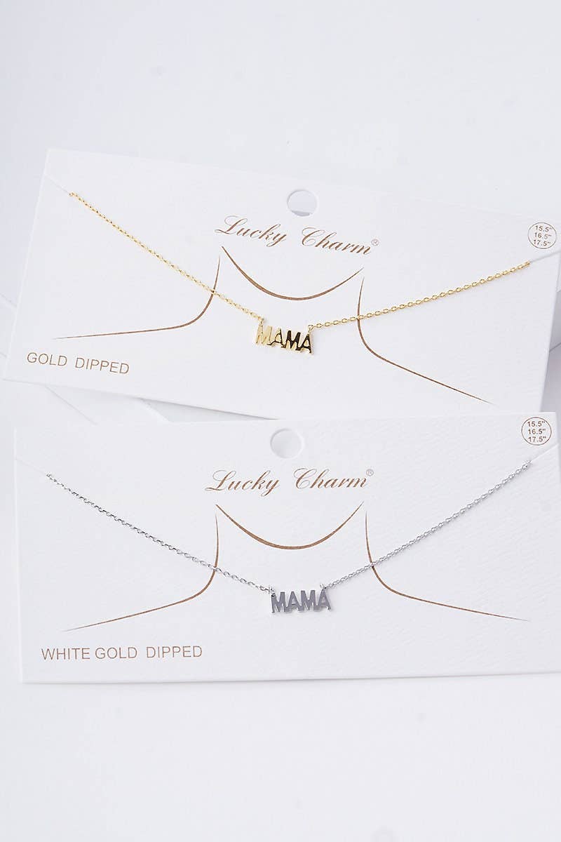 Gold Block Letter Mama Necklace