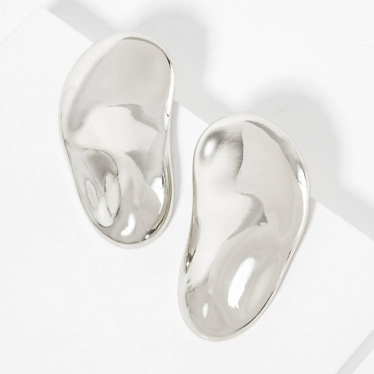 Polished Brass Hand-Pressed-Texture Statement Earrings