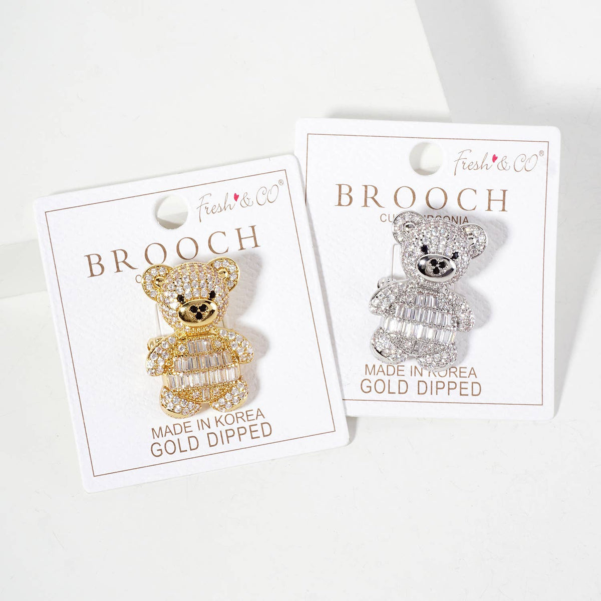 Teddy-Bear 18K-Gold-Dipped Brass Brooch