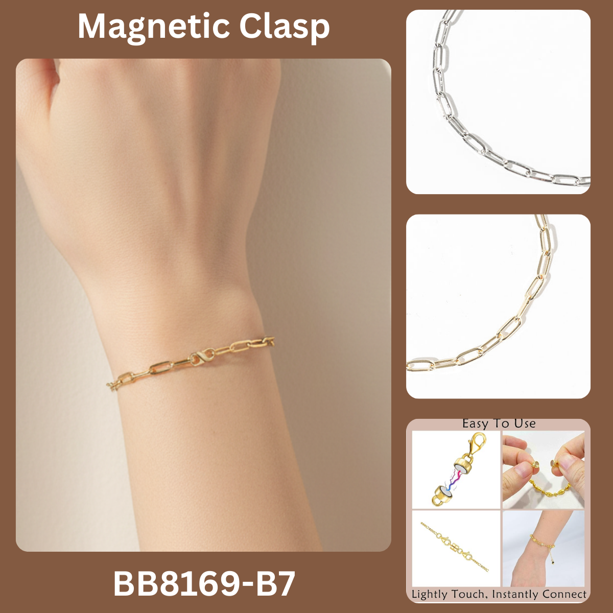 Minimalist Paperclip Chain Bracelet with Magnetic Clasp