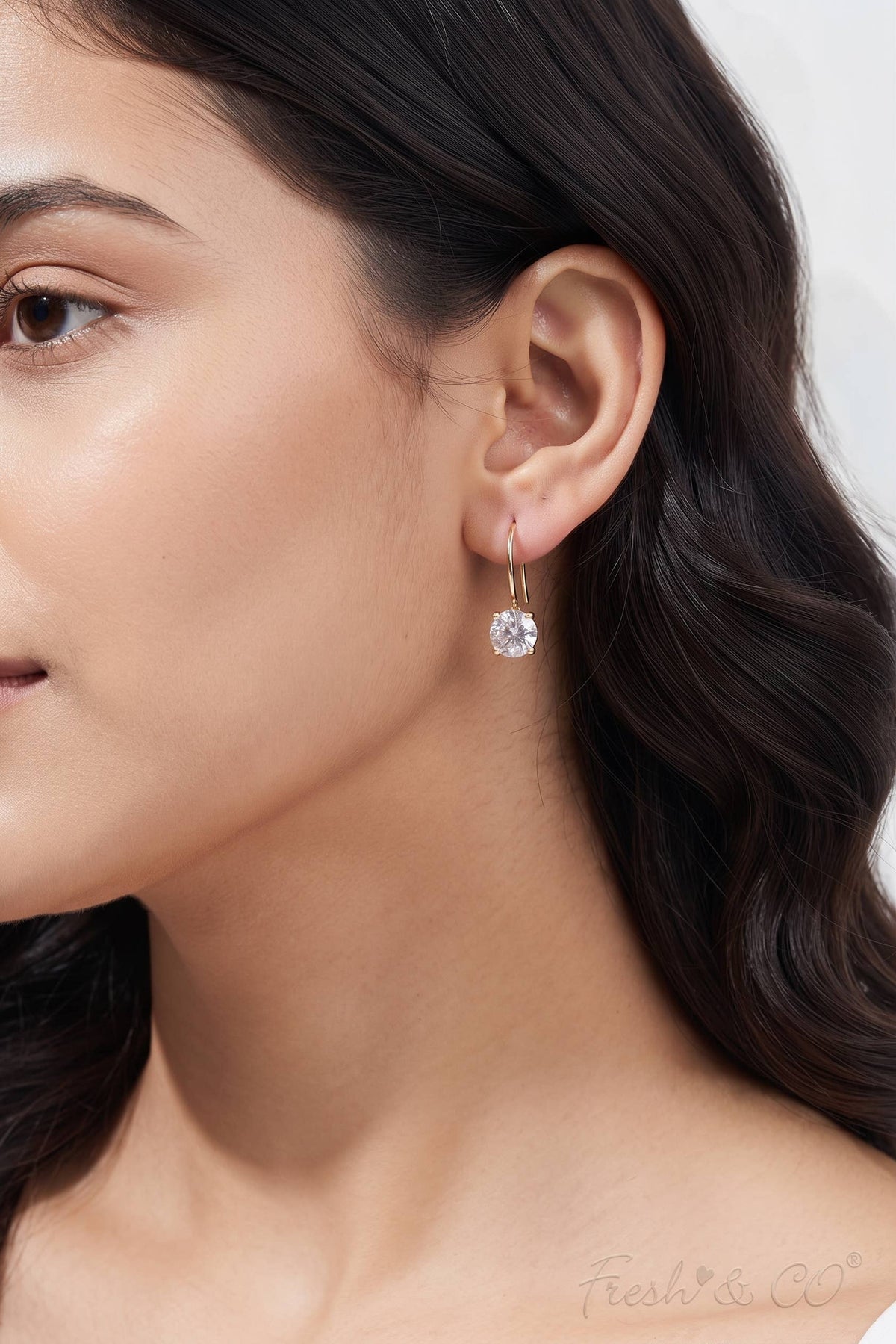 Round Cubic Zirconia Drop Earrings – Solitaire CZ on Lever