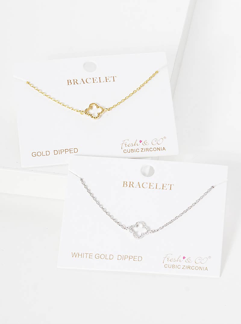 Minimalist Pavé Clover Charm Bracelet