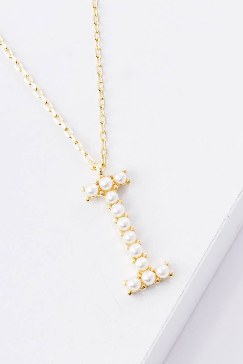 Gold Plated Pearl Initial Necklace