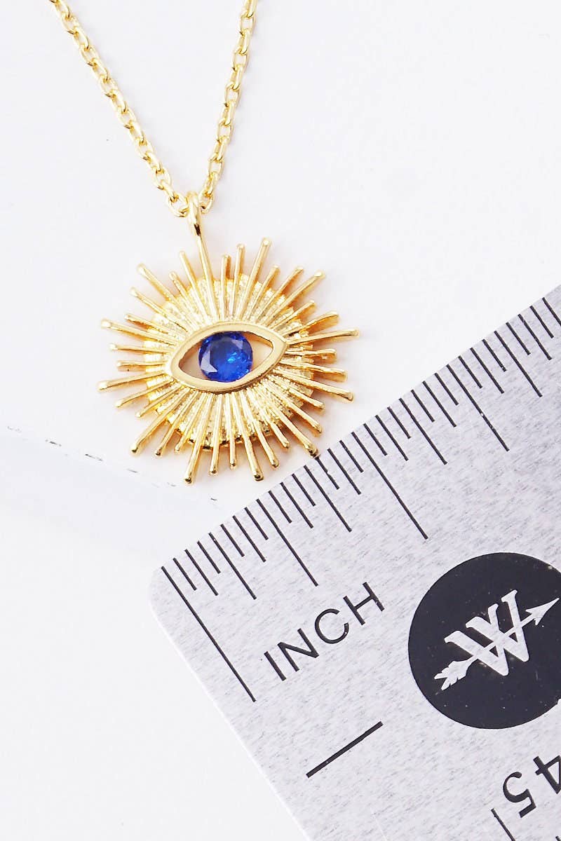 Gold Plated Evil Eye Sunburst Necklace