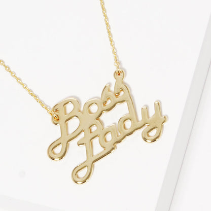 Gold Plated Bold Boss Lady Cursive Necklace
