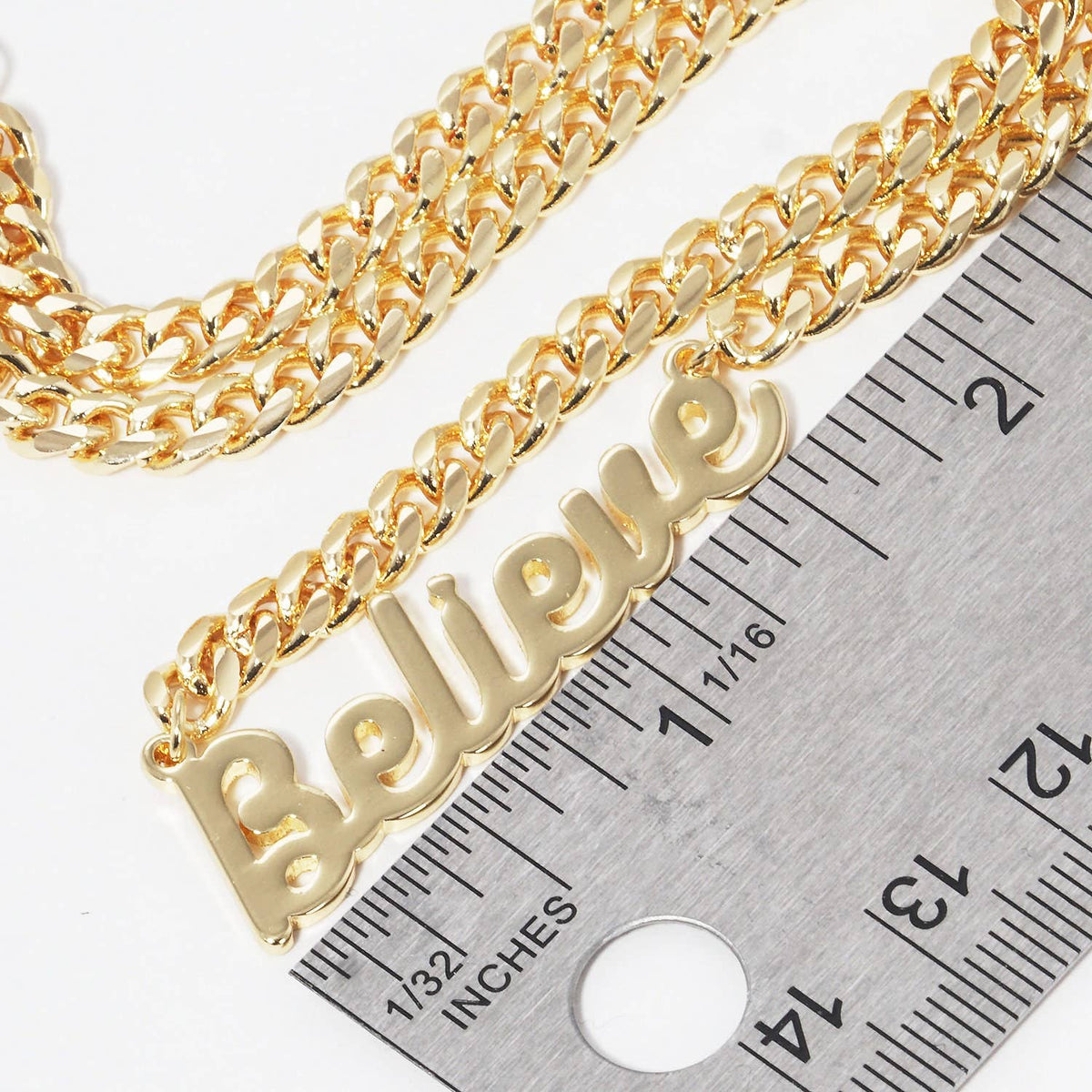 Gold Plated Cuban Link BELIEVE Necklace