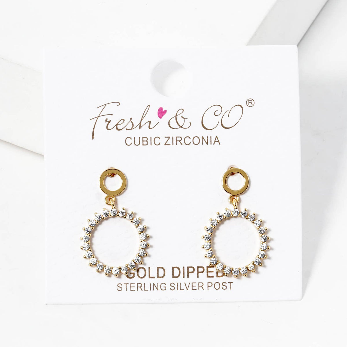 Dainty Pave Circle Drop Earrings