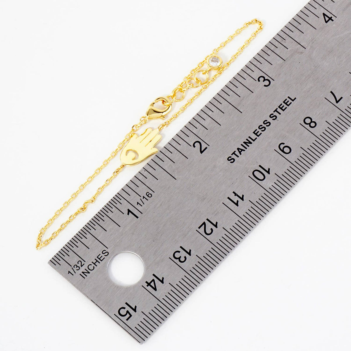 Spiritual-Theme Sideways Hamsa Chain Bracelet