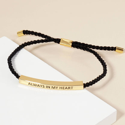 Inspirational Messages Always in my Heart Tube Bar Bracelet
