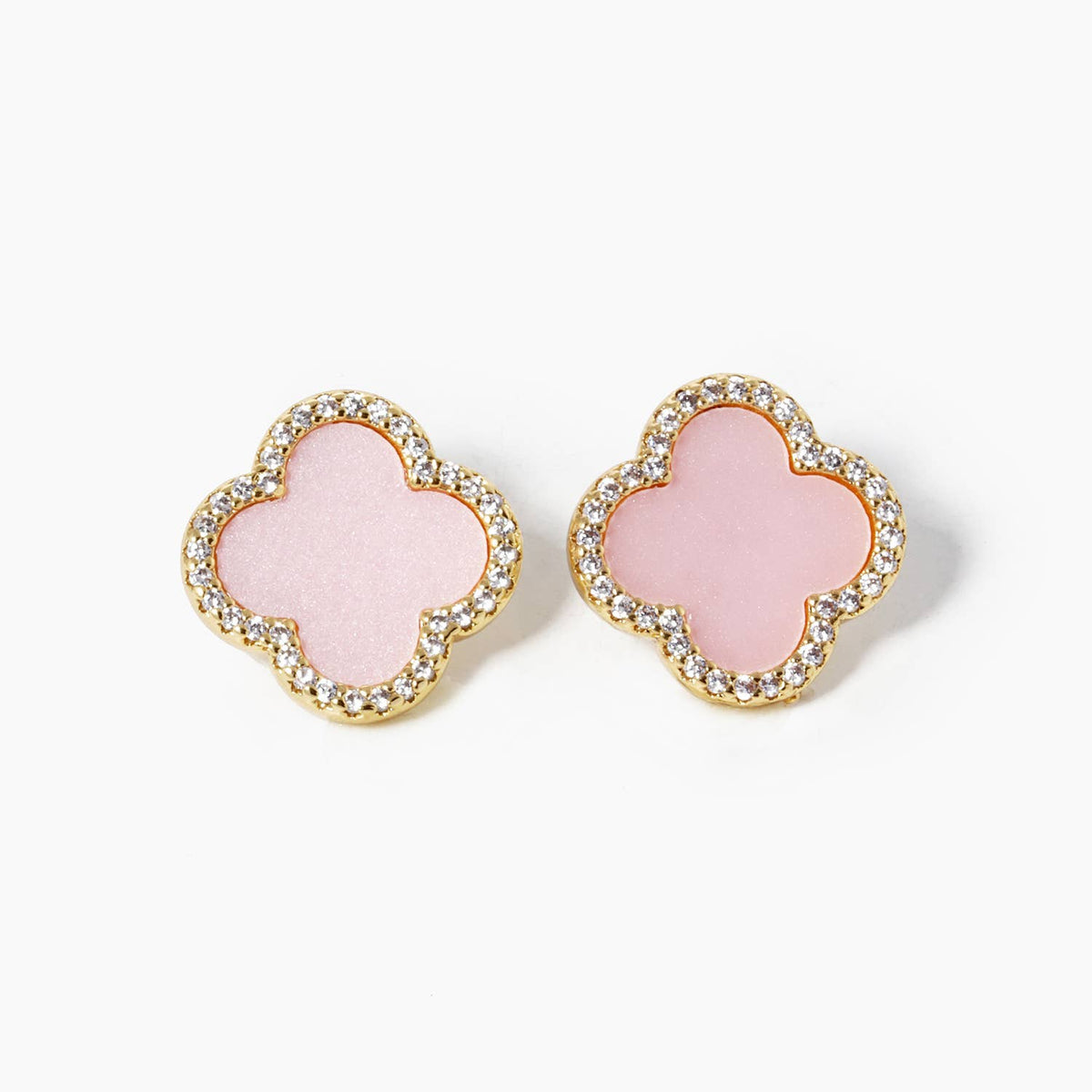 Dainty Clover Pavé Cubic Zirconia Stud Earrings