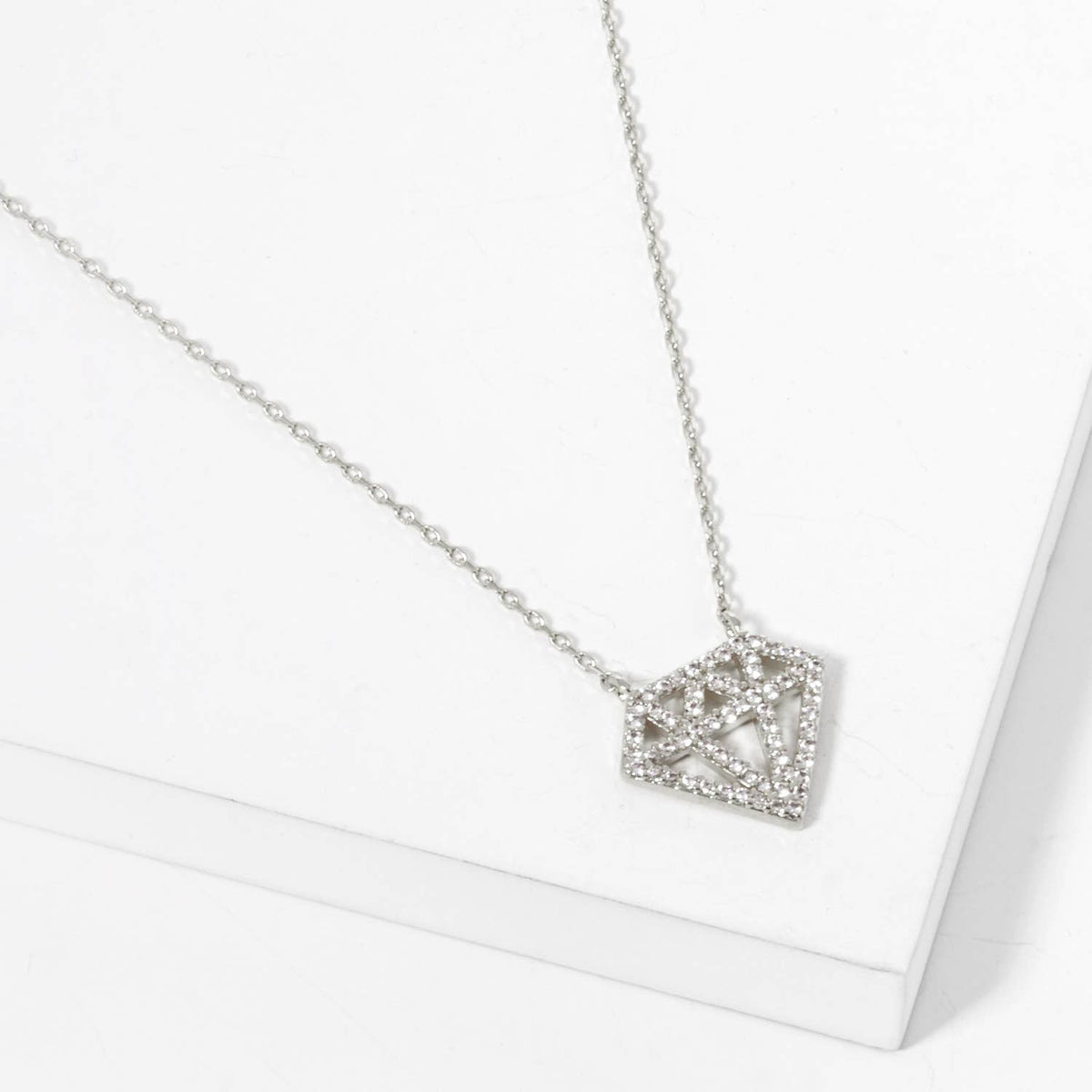 Geometric Diamond Cutout Pendant Necklace