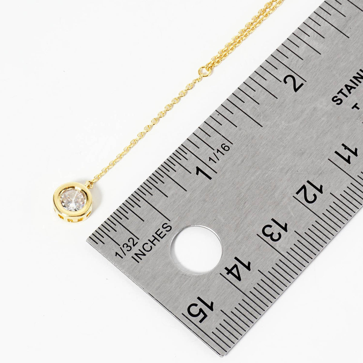 18K Gold Plated Solitaire Crystal Y-Lariat Necklace
