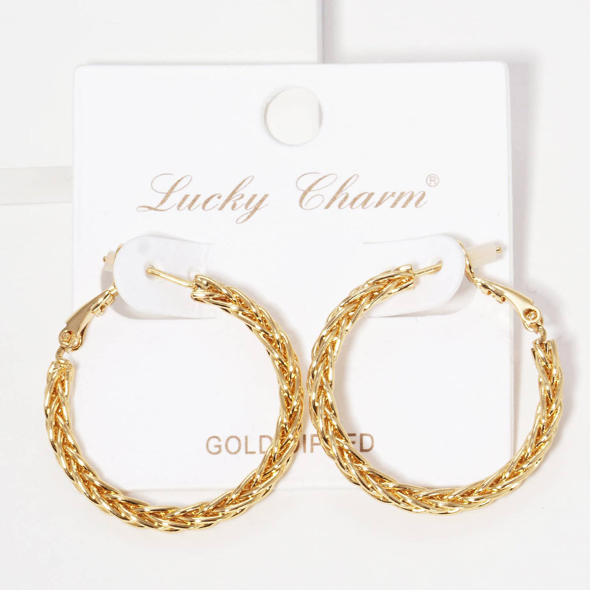Gold Plated Twisted Braided Hoop Earrings