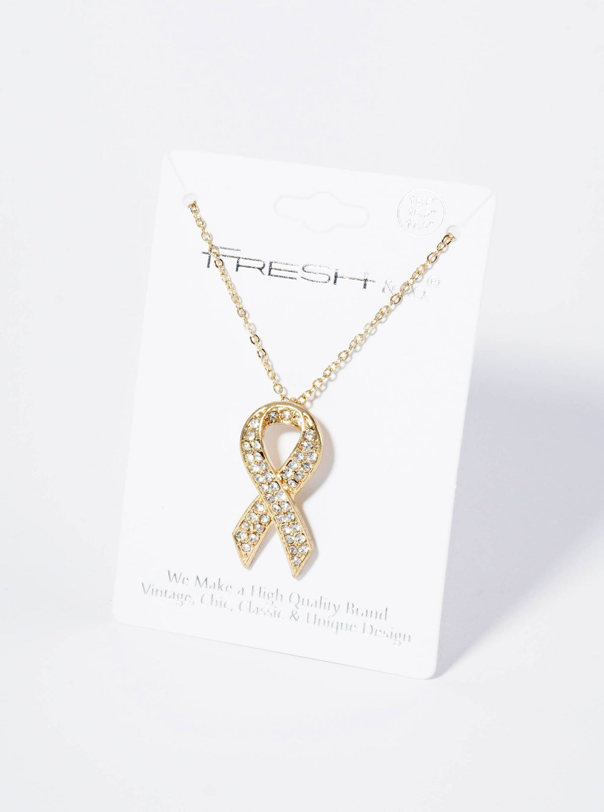 Rhinestone Awareness Ribbon Pendant Necklace