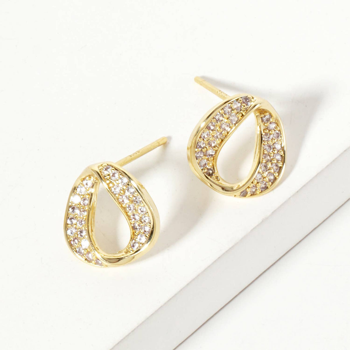 Pave-Set CZ 11mm Infinity Circle Minimalist Stud Earrings