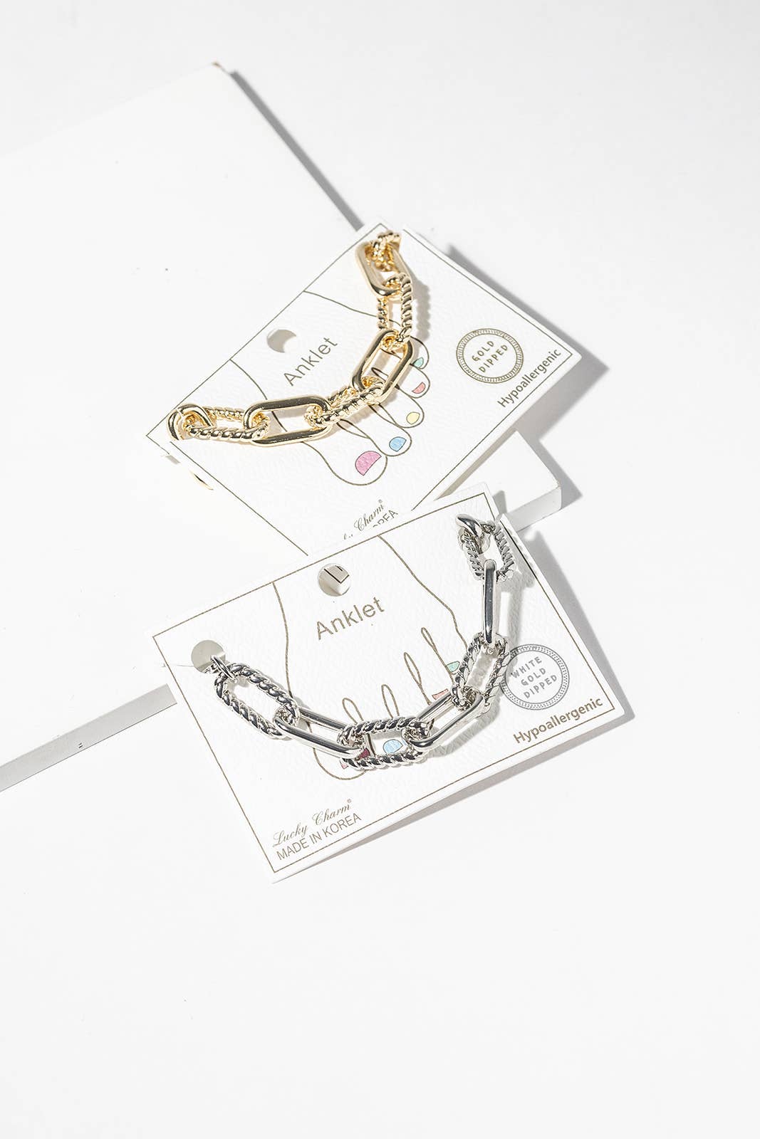 Mixed Texture Paperclip & Rope Chain Anklet