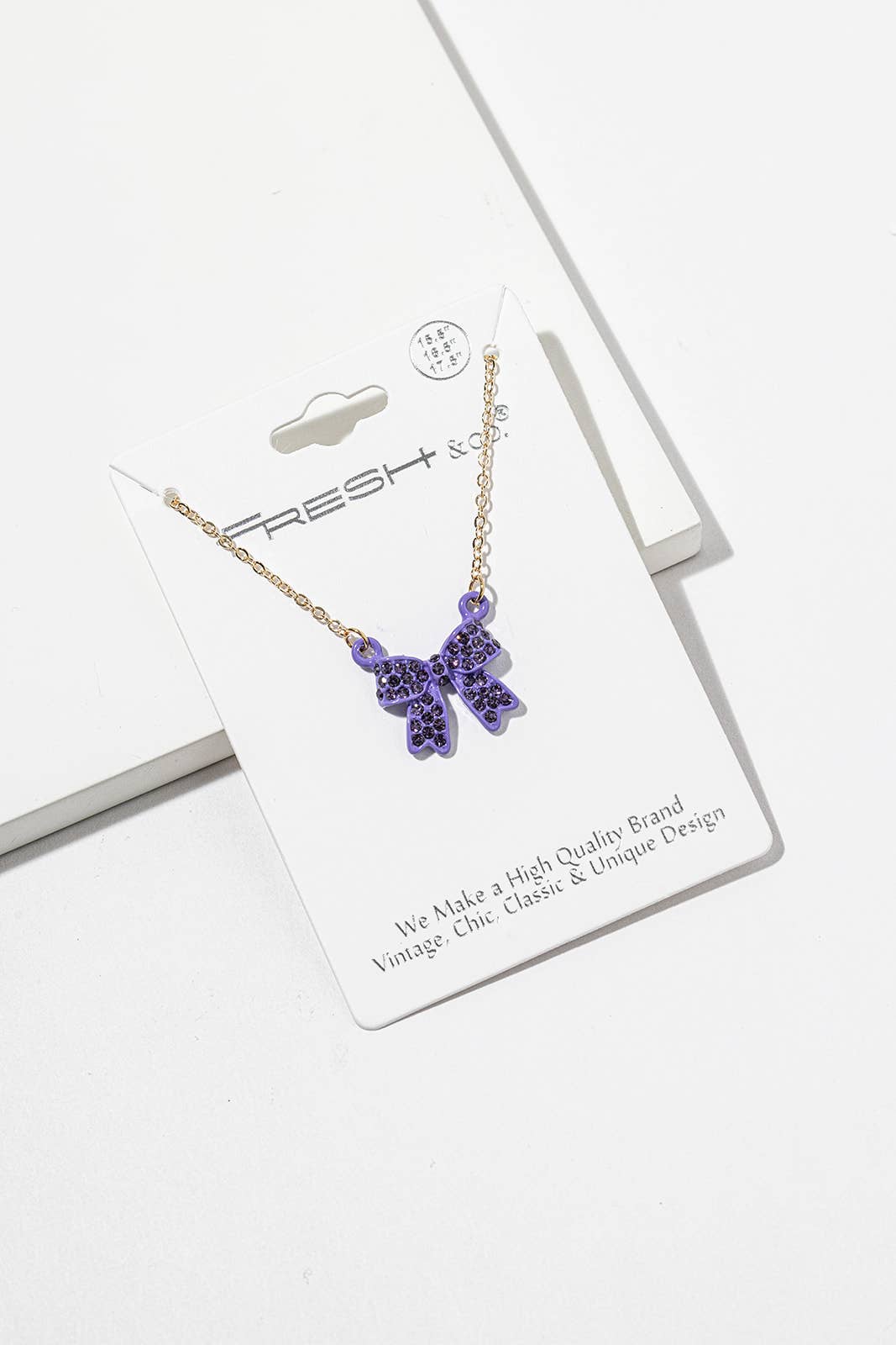 Enamel Crystal Bow Pendant Necklace – Pavé Bow on Chain
