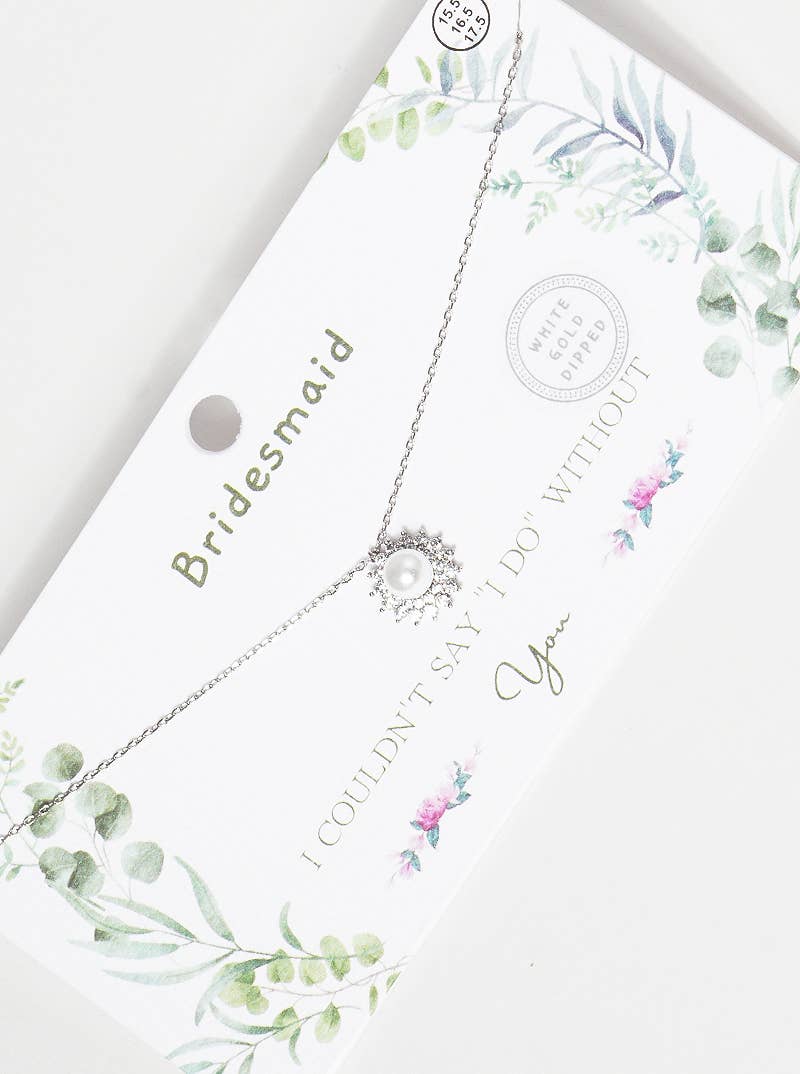 Bridesmaid Pearl & Crystal Sunburst Pendant Necklace