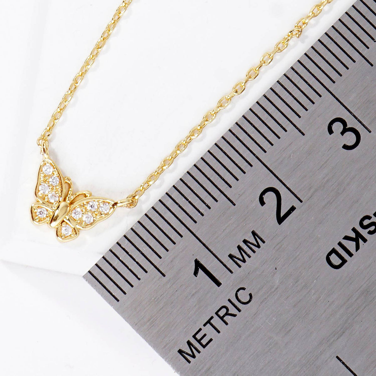 Dainty Pave Butterfly Pendant Necklace
