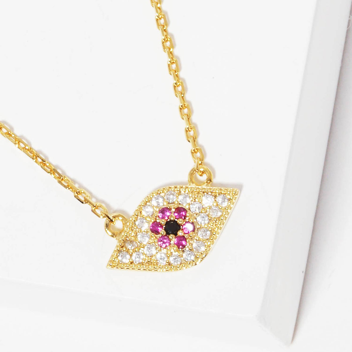 Cubic Zirconia Evil Eye Pendant Necklace