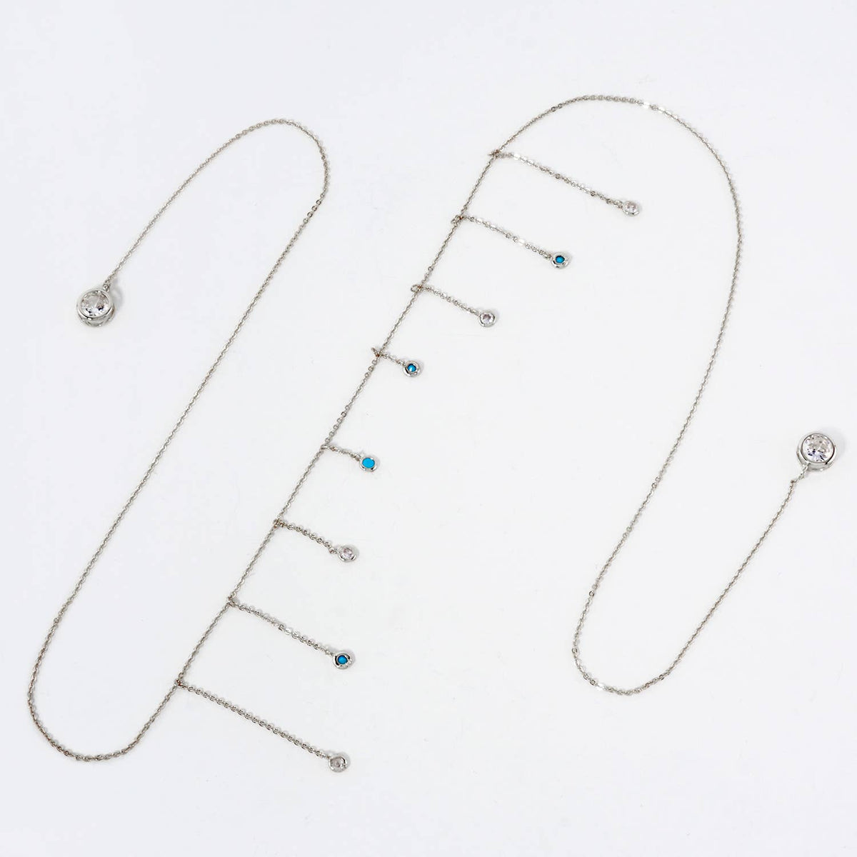 Delicate Stone Chain Accents 9mm Round Bezel-Set Face-Chain.