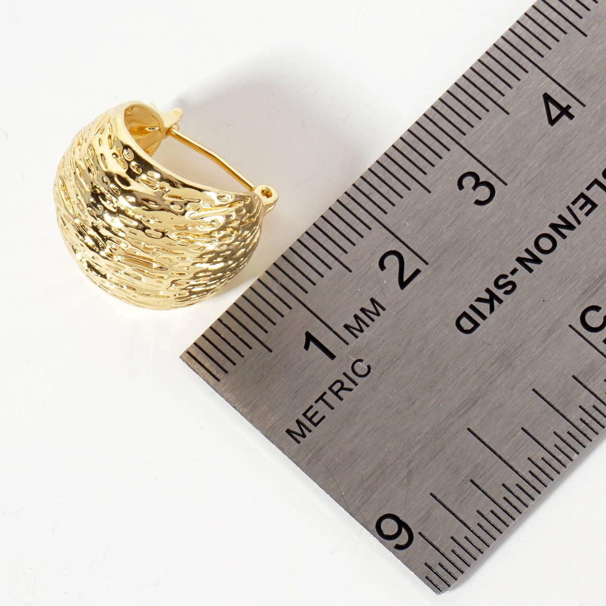 Textured 18mm Sphere Brass Hoop Earrings