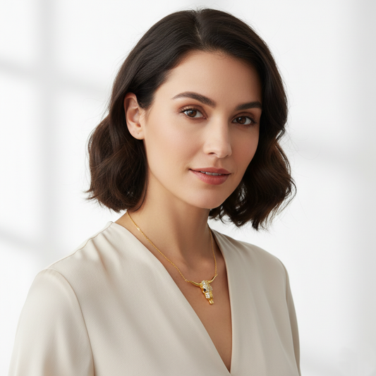 Western Bull Skull CZ Pendant Necklace