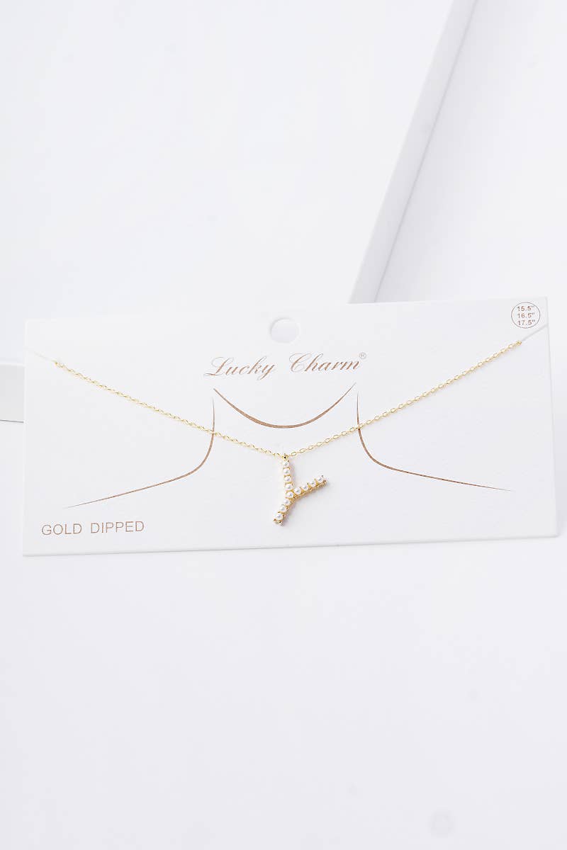 Gold Plated Pearl Initial Necklace