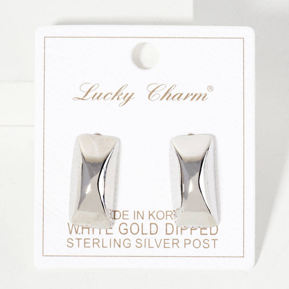 Rectangle with Center Corner 18K-Gold-Dipped Stud Earrings